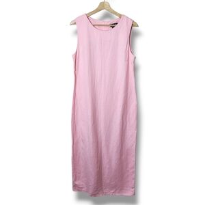 K Studio Vintage Pink Maxi Column Dress Linen Rayon Feminine Classic Size 10